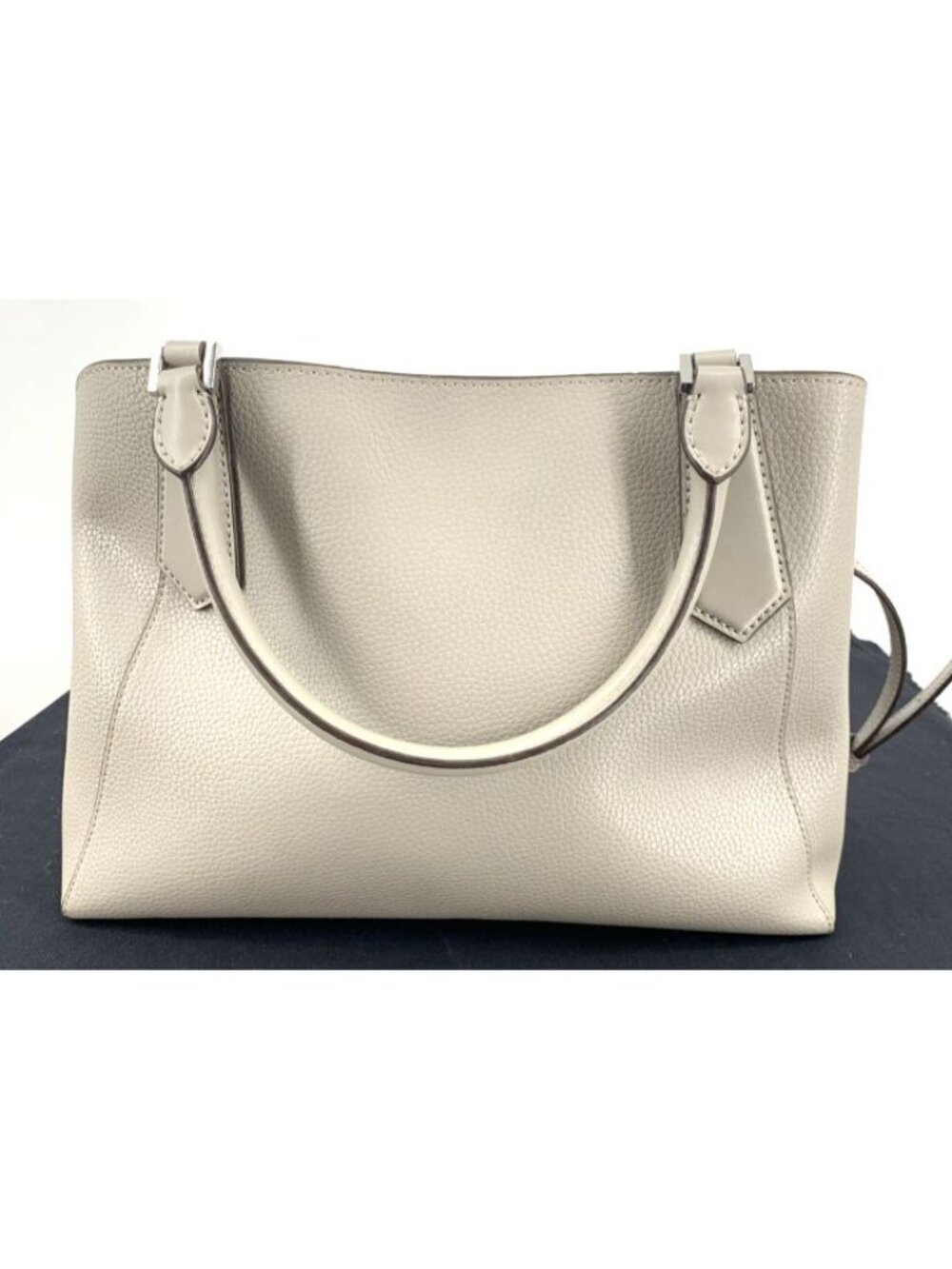 Michael Kors Hayes Grey Genuine Pebble Leather Large Satchel Crossbody Bag 13" - Picture 3 of 8